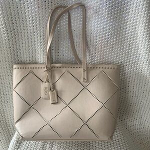 WITH 212 Women’s Cream/Beige Tote or Laptop Bag w/Diamond Pattern Perforation